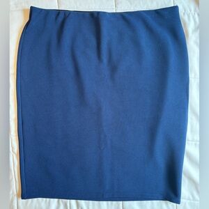 Roz & Ali Elegant Navy Blue Textured Pencil Skirt